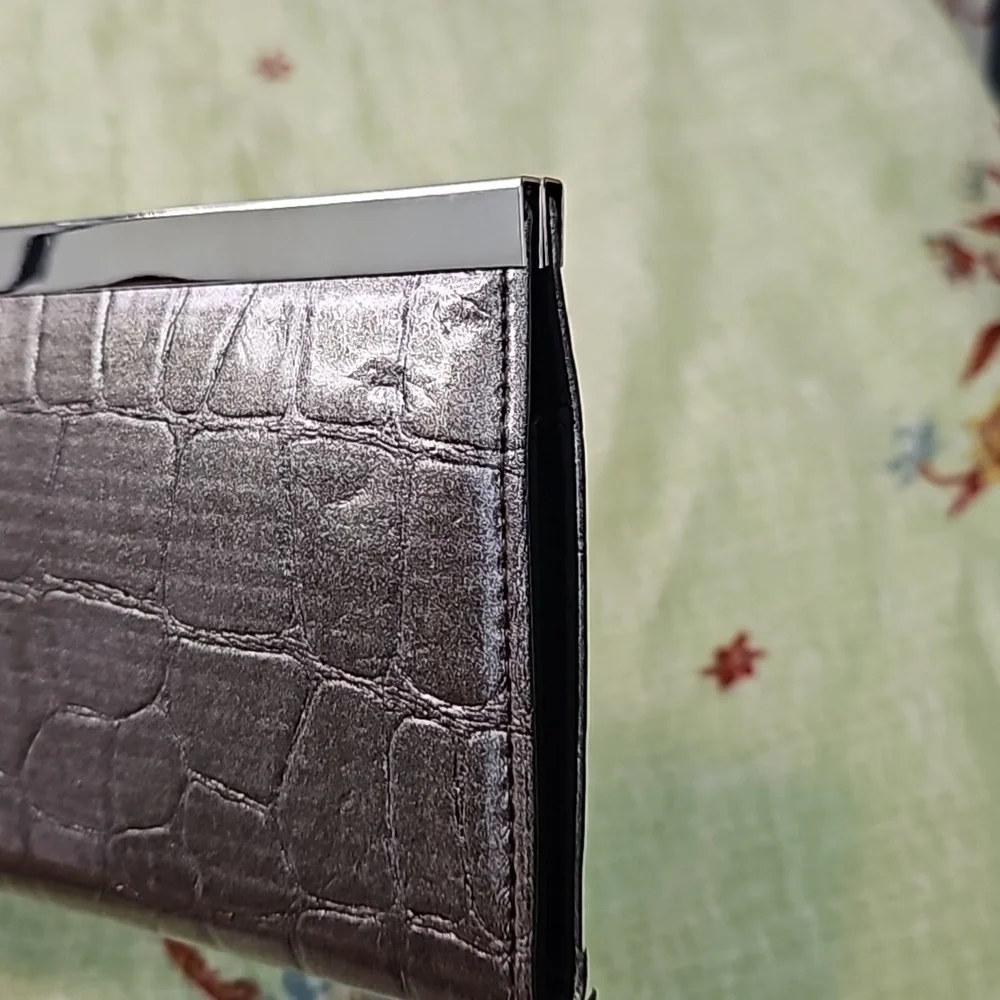 Mundi Pewter Embossed Leather Wallet Clutch NWT
